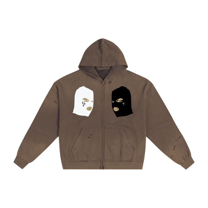 TWO FACED ZIP UP HOODIE