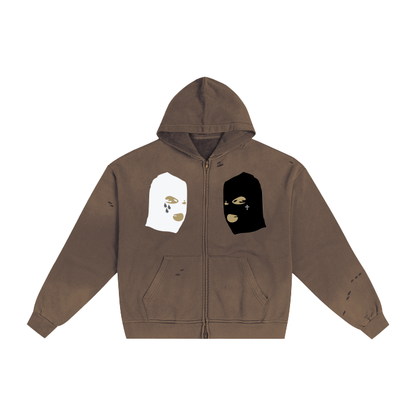 TWO FACED ZIP UP HOODIE